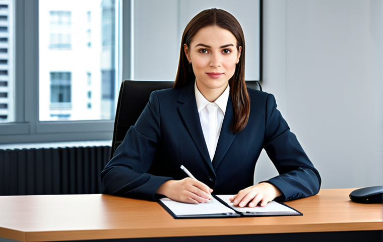**
"A professional businesswoman in a modest business suit, sitting at a desk in a modern office, fully clothed, appropriate attire, safe for work, perfect anatomy, natural proportions, professional photography, high quality."
**
