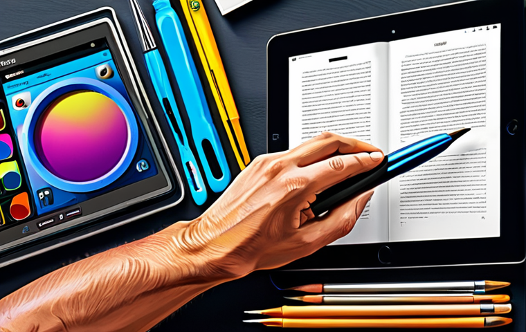 Digital Art Book Cover - Creative Journey**
"A vibrant digital painting of an artist's hands working on a tablet, creating a book cover illustration, surrounded by colorful digital brushes and tools, fully clothed, appropriate attire, safe for work, perfect anatomy, professional composition, modern art style, high resolution"
**