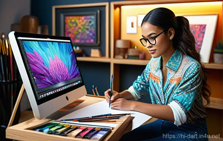 디지털아트 프리랜서로 성공하는 법 - **Prompt 1: The Visionary Artist's Studio**
    A vibrant, dynamic studio scene featuring a talented...