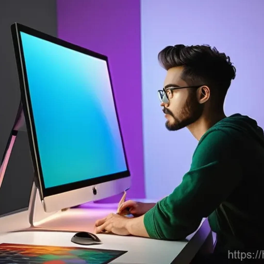 디지털아트 인쇄 설정 가이드 - **Prompt:** A young, fully clothed digital artist, gender-neutral, in their late 20s, with a focused...