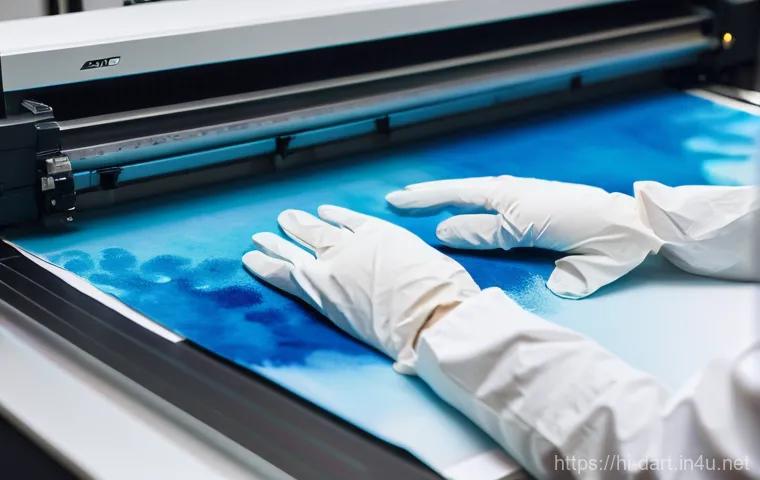 디지털아트 인쇄 설정 가이드 - **Prompt:** A young, fully clothed digital artist, gender-neutral, in their late 20s, with a focused...