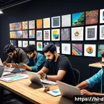 Home 21 디지털아트 국제 공모전 정리 - A vibrant digital art competition scene showcasing diverse Indian artists working on their creative ...